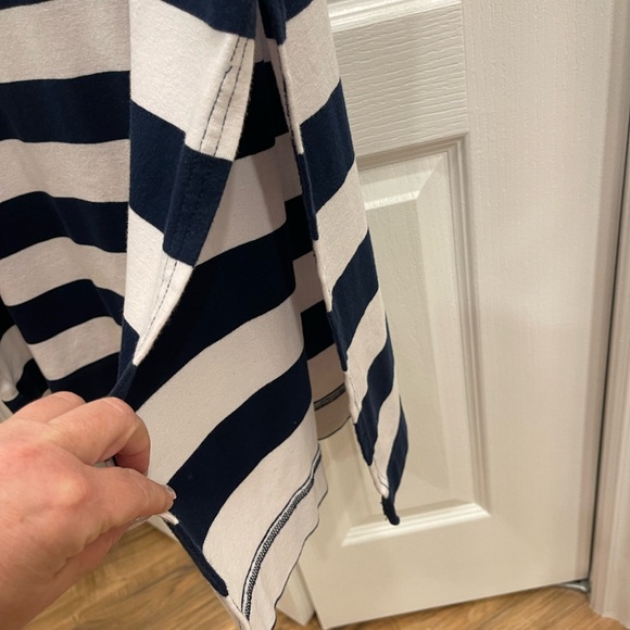 CHAPS Women Dress XL Blue & White Stripe Sleeveless Nautical Lace Up Side Slit - Picture 5 of 7